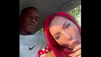 Enjoy A Deepthroat Blowjob While Riding A Car And Swallow The Cum With Milk.