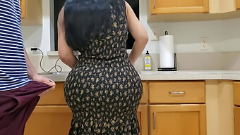 A Well-Endowed Stepson Receives A Passionate Kiss From His Big Ass Stepmom, Leading To Intense Kitchen Sex And A Massive Cumshot